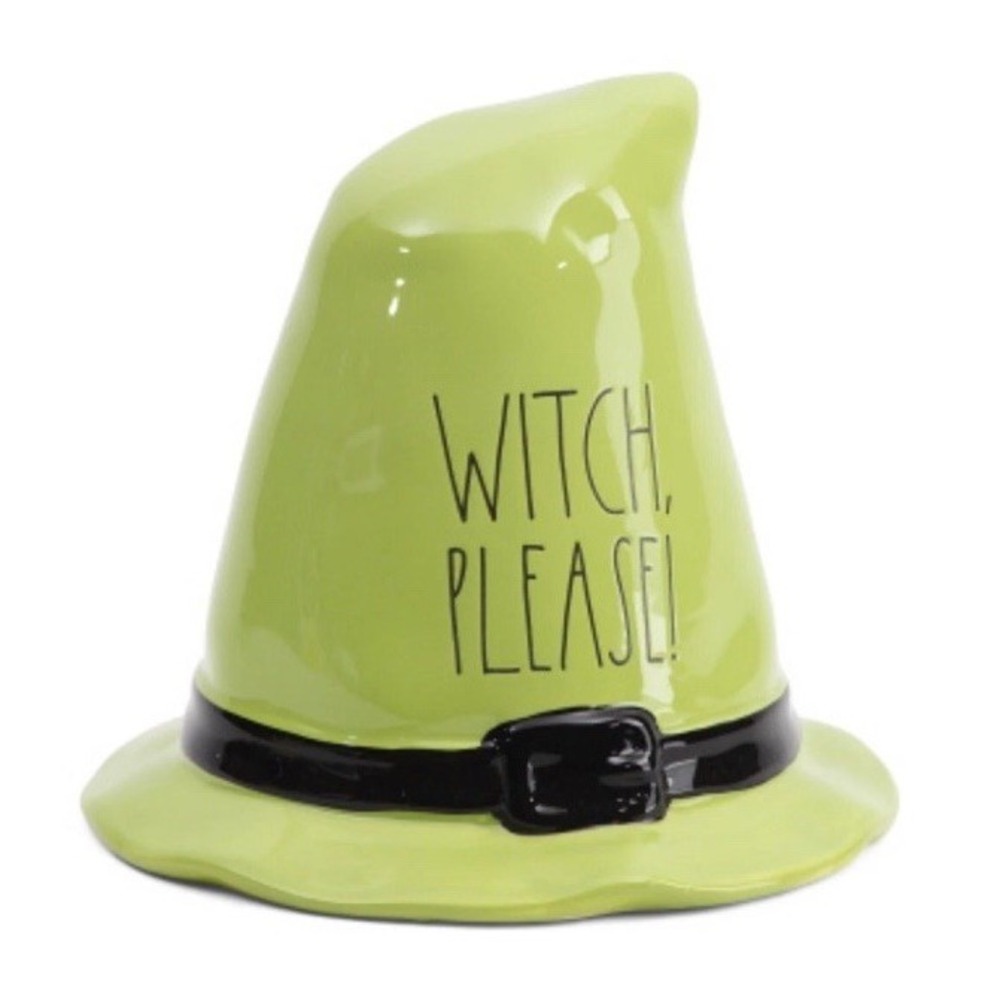 RAE DUNN NIB WITCH PLEASE Green Hat Halloween Fall Tabletop Decor